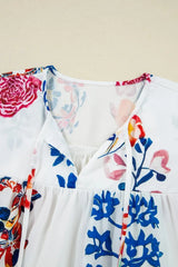 Printed Tie Neck 3/4 Sleeve Blouse