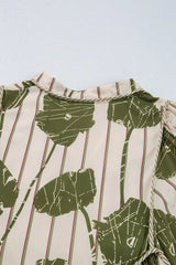 Printed Tie Neck Balloon Sleeve Dress