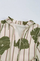 Printed Tie Neck Balloon Sleeve Dress