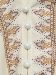 Printed Tie Waist Long Sleeve Dress