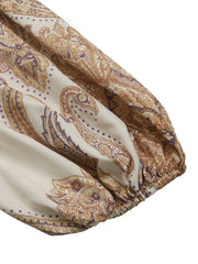 Printed Tie Waist Long Sleeve Dress