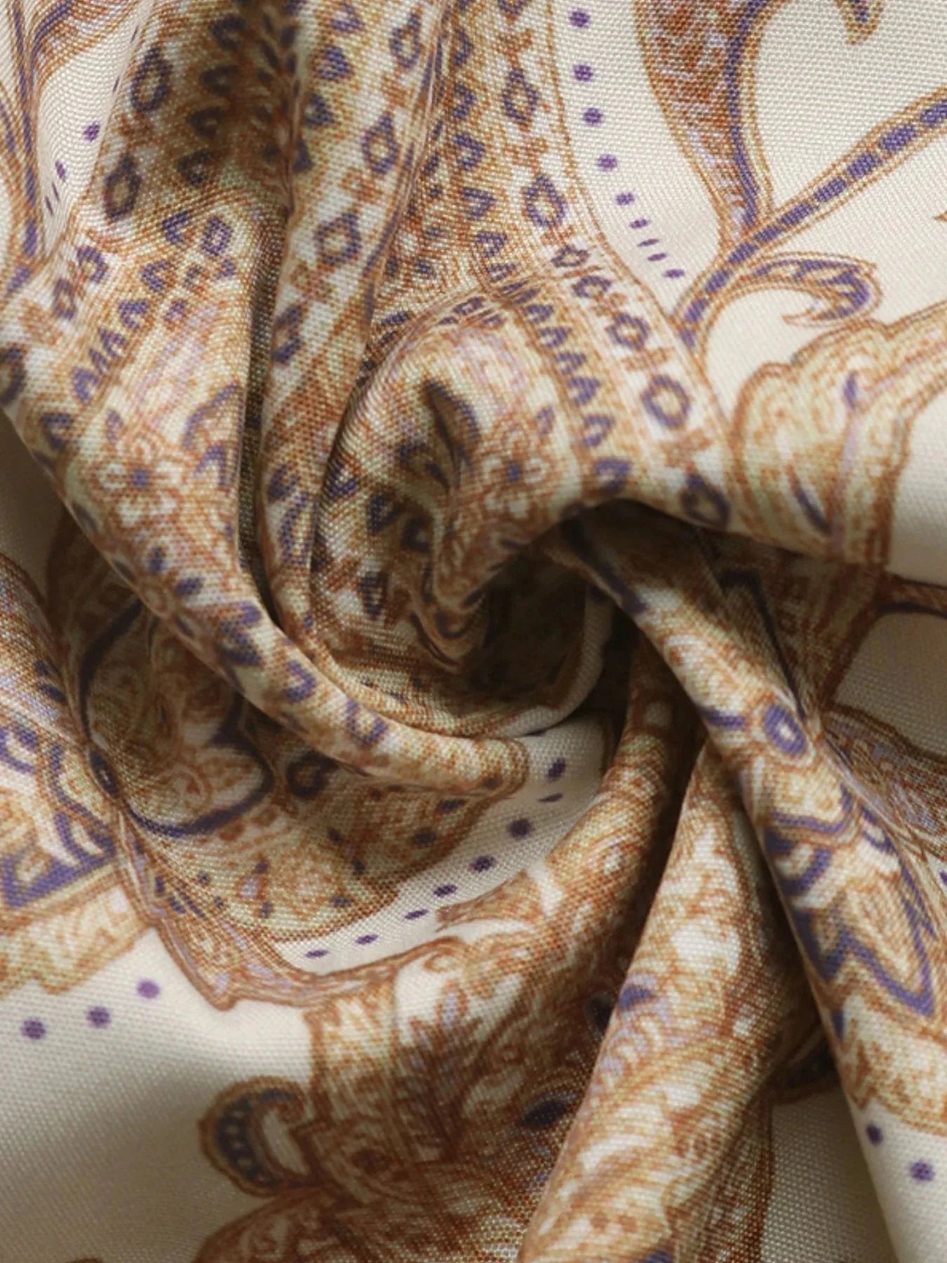 Printed Tie Waist Long Sleeve Dress