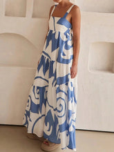 Printed Tiered Square Neck Maxi Dress