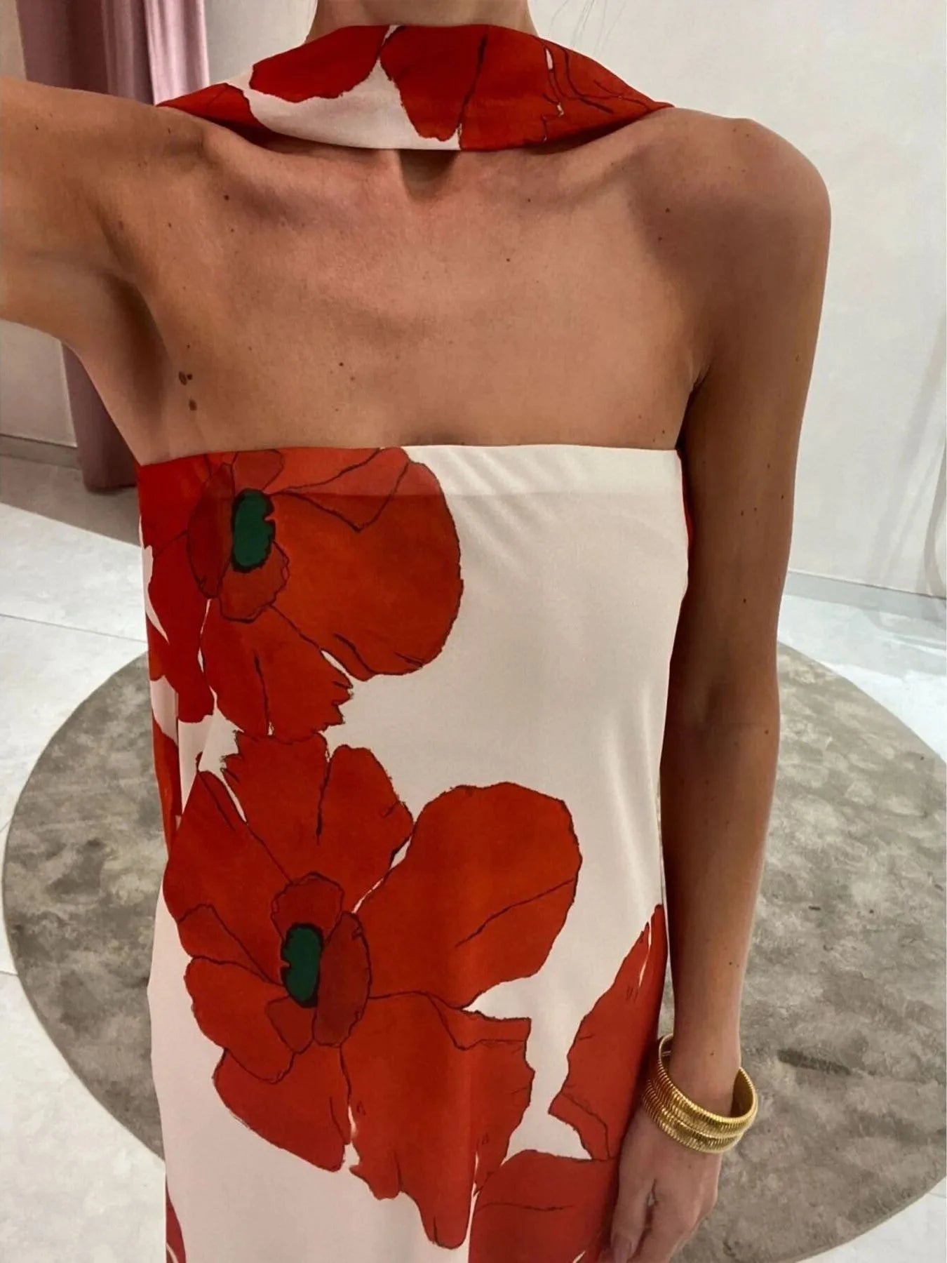 Printed Tube Maxi Dress