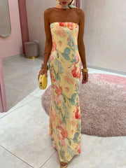 Printed Tube Maxi Dress