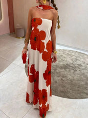 Printed Tube Maxi Dress