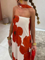 Printed Tube Maxi Dress