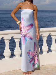 Printed Tube Maxi Dress
