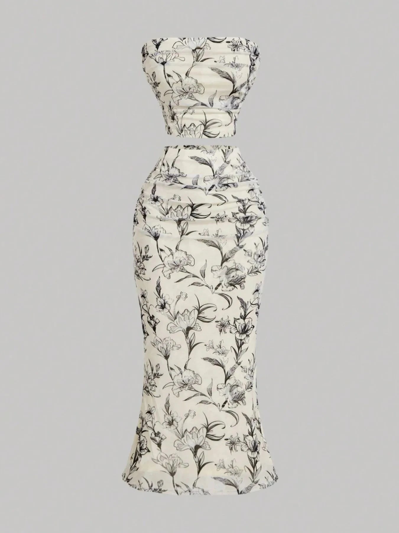 Printed Tube Top and Skirt Set