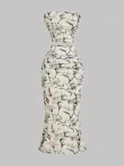 Printed Tube Top and Skirt Set