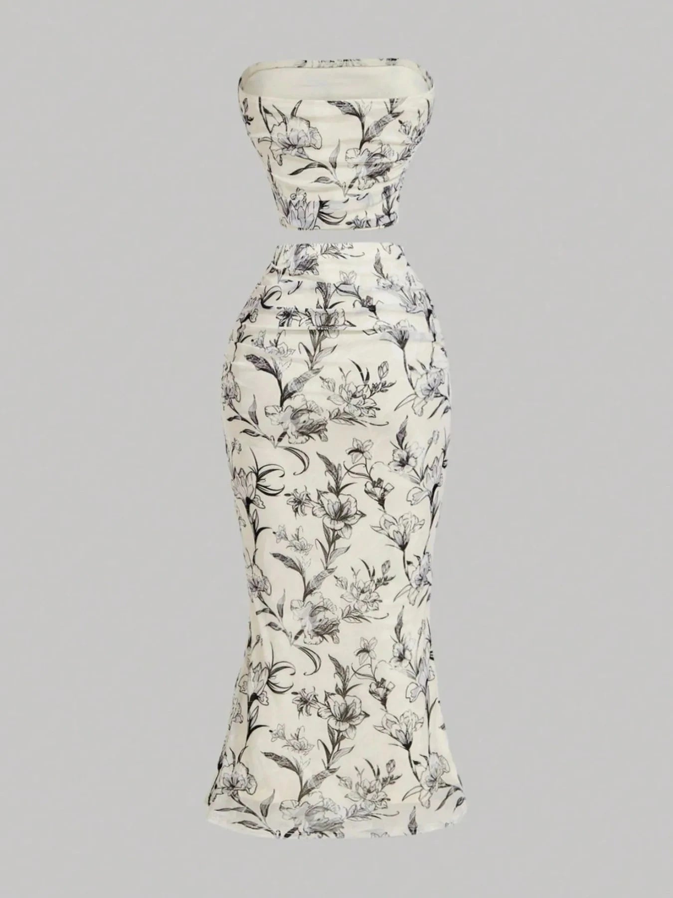 Printed Tube Top and Skirt Set