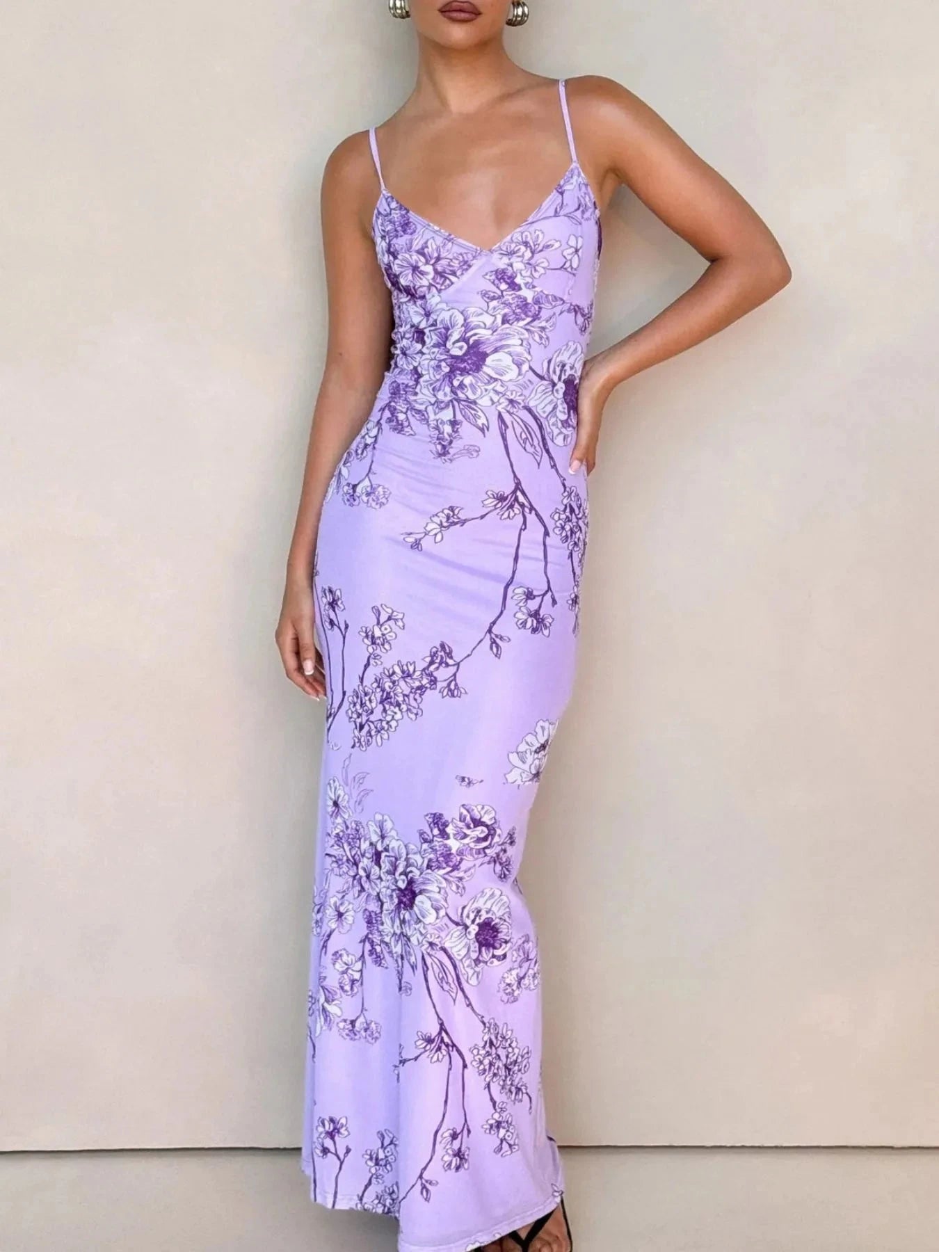 Printed V-Neck Maxi Dress