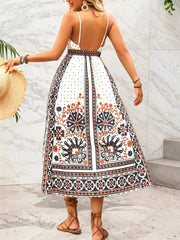 Printed V-Neck Midi Cami Dress