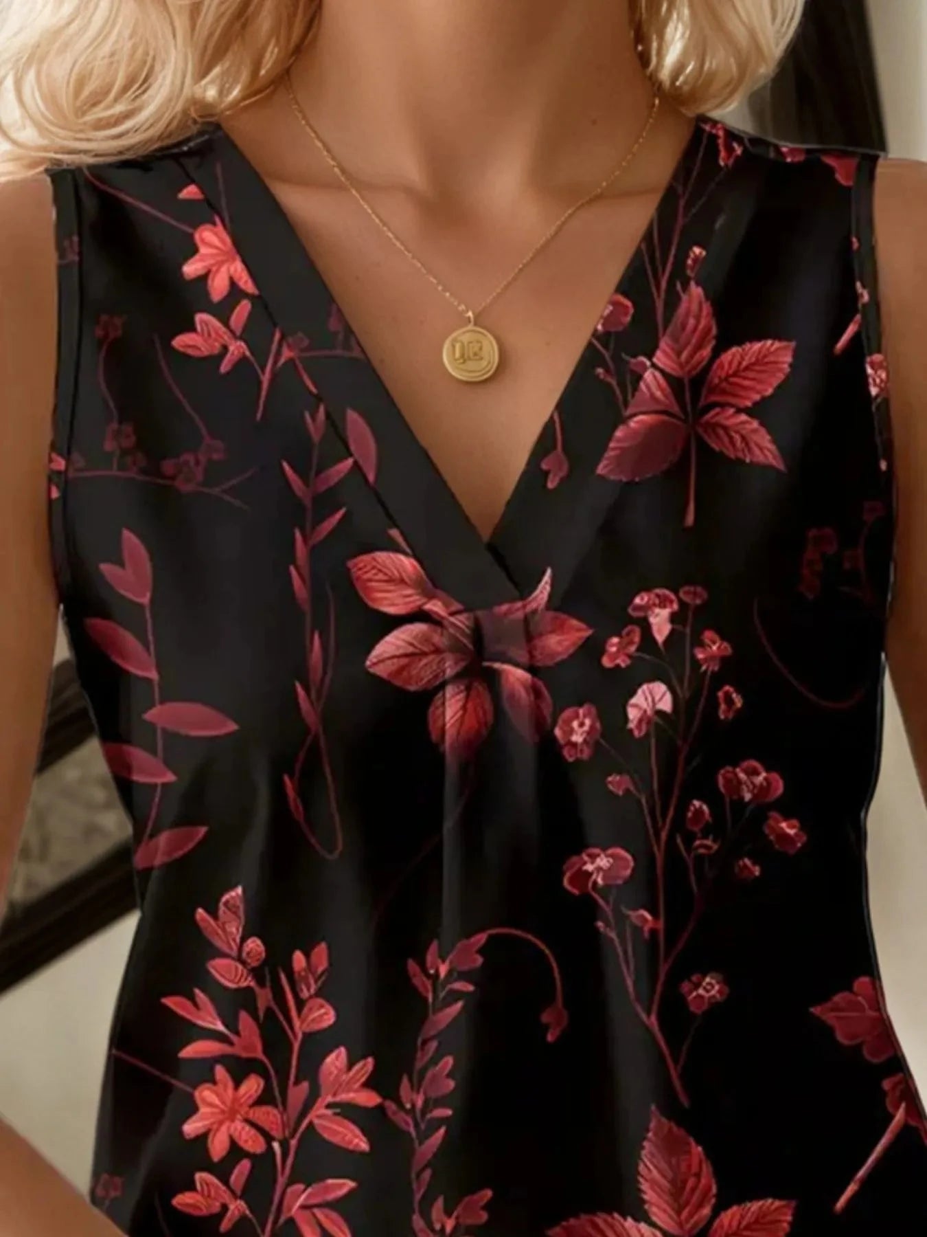Printed V-Neck Tank