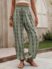 Printed Wide Leg Pants Malachite Green / S