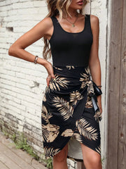 Printed Wide Strap Tank Dress