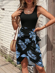 Printed Wide Strap Tank Dress