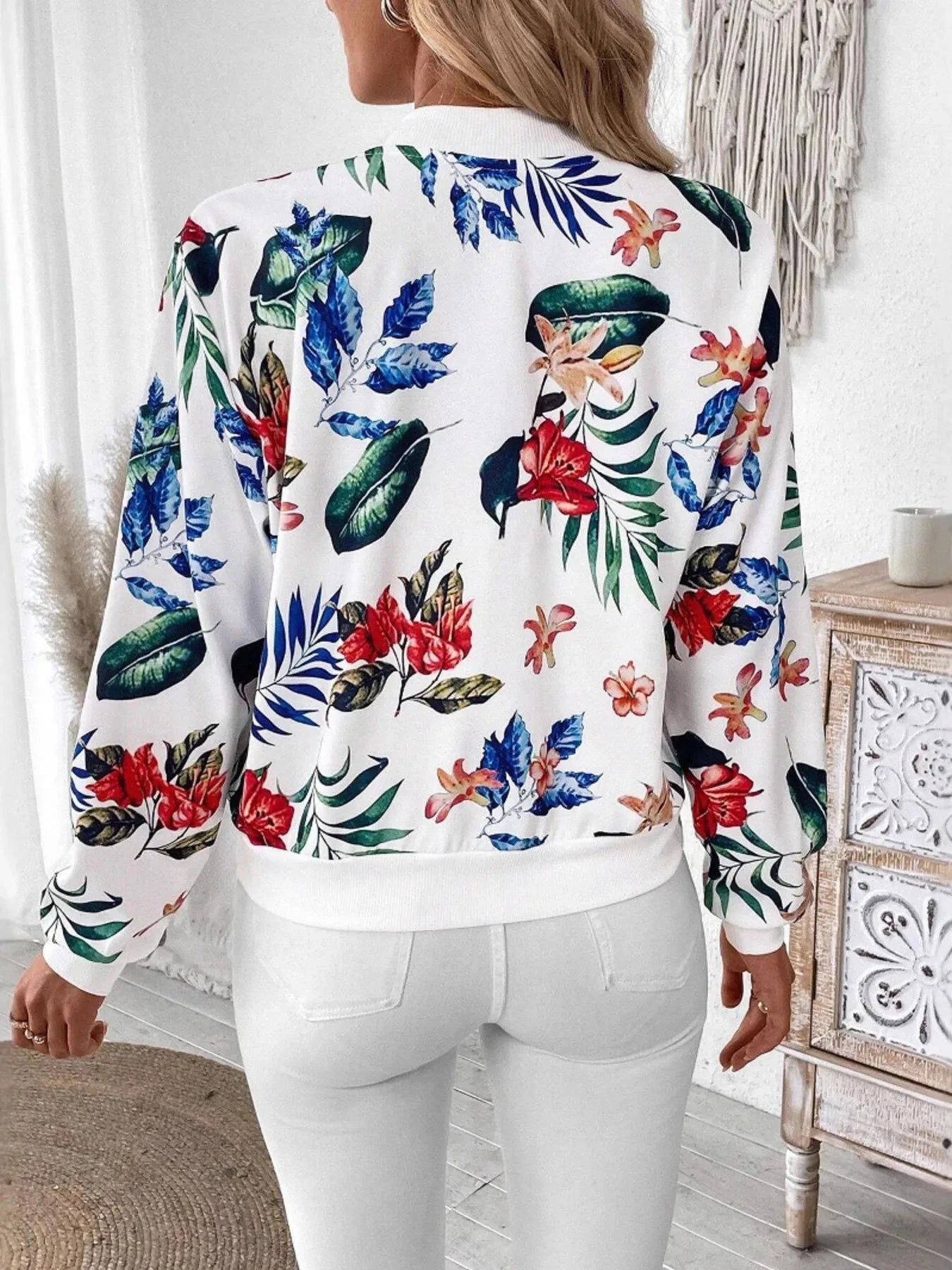 Printed Zip Up Long Sleeve Jacket