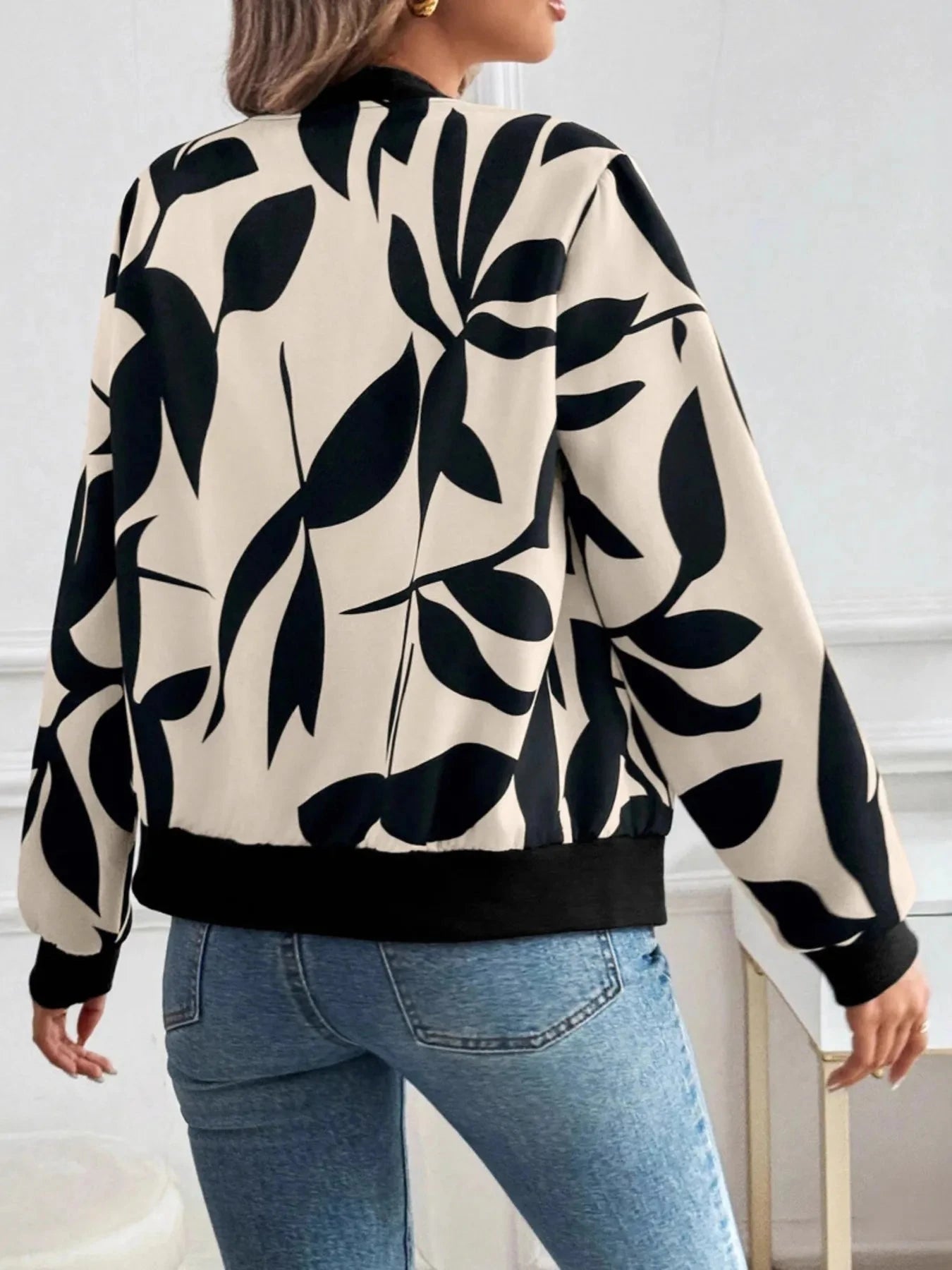 Printed Zip Up Long Sleeve Jacket
