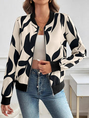 Printed Zip Up Long Sleeve Jacket