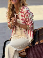 Printed Zip Up Long Sleeve Jacket Dusty Pink / S