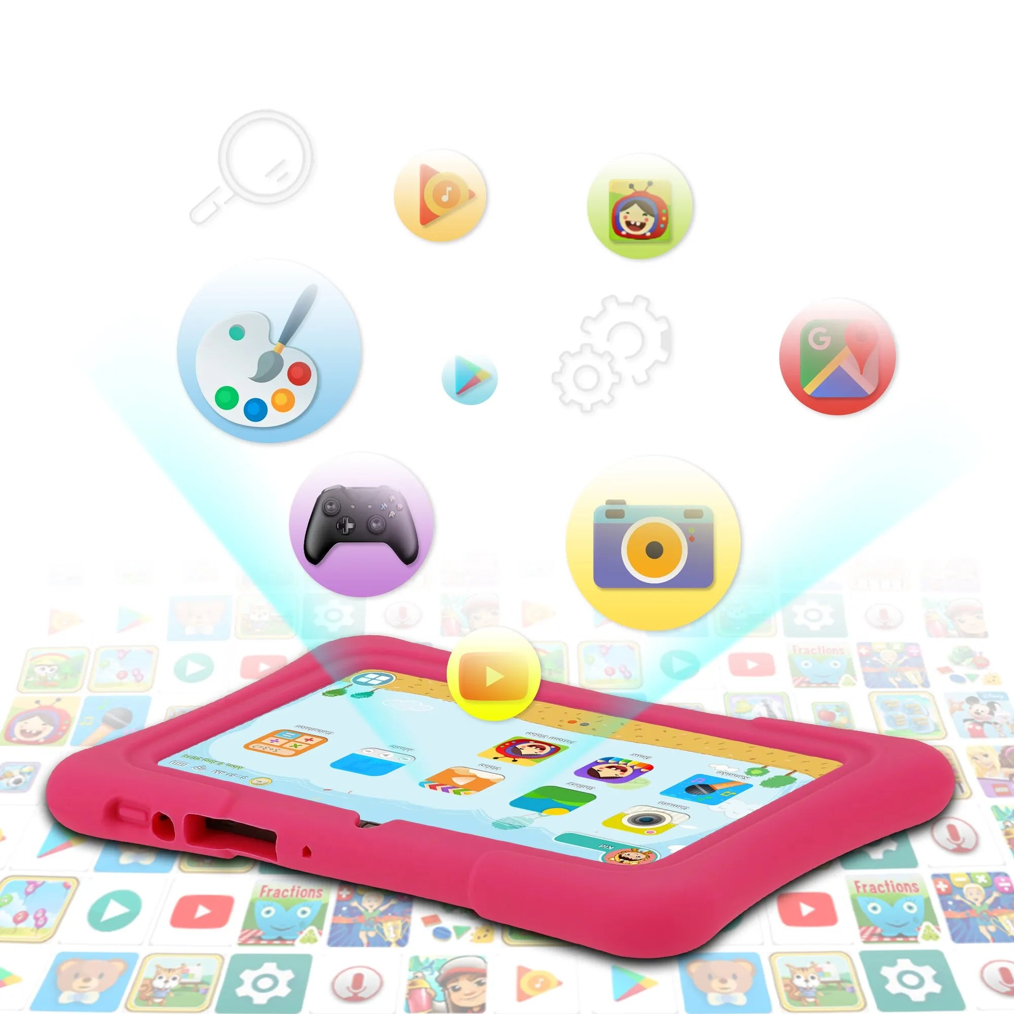 PRITOM 7 Inch Kids Tablet - Quad Core, Android 10, 32GB, WiFi, Bluetooth, Educational Software Installed
