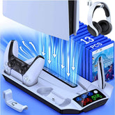 PS5 Vertical Stand with 3-Mode LED Cooling Fan, 2 Controller Charging Dock, 13 Game Slot for Sony Playstation 5 Disc/Digital