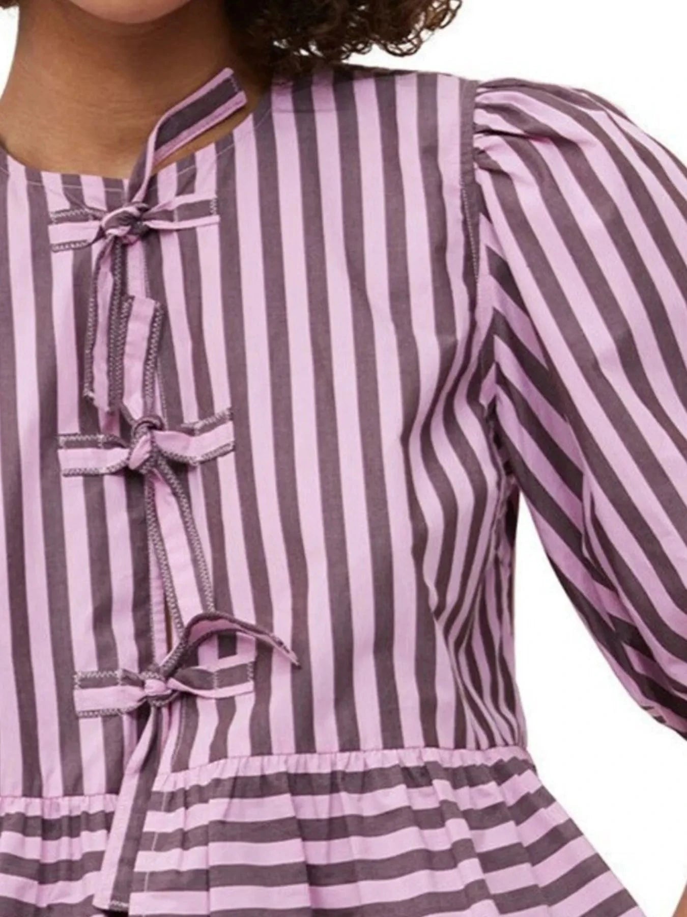 Puff Sleeve Bow Tie Blouse