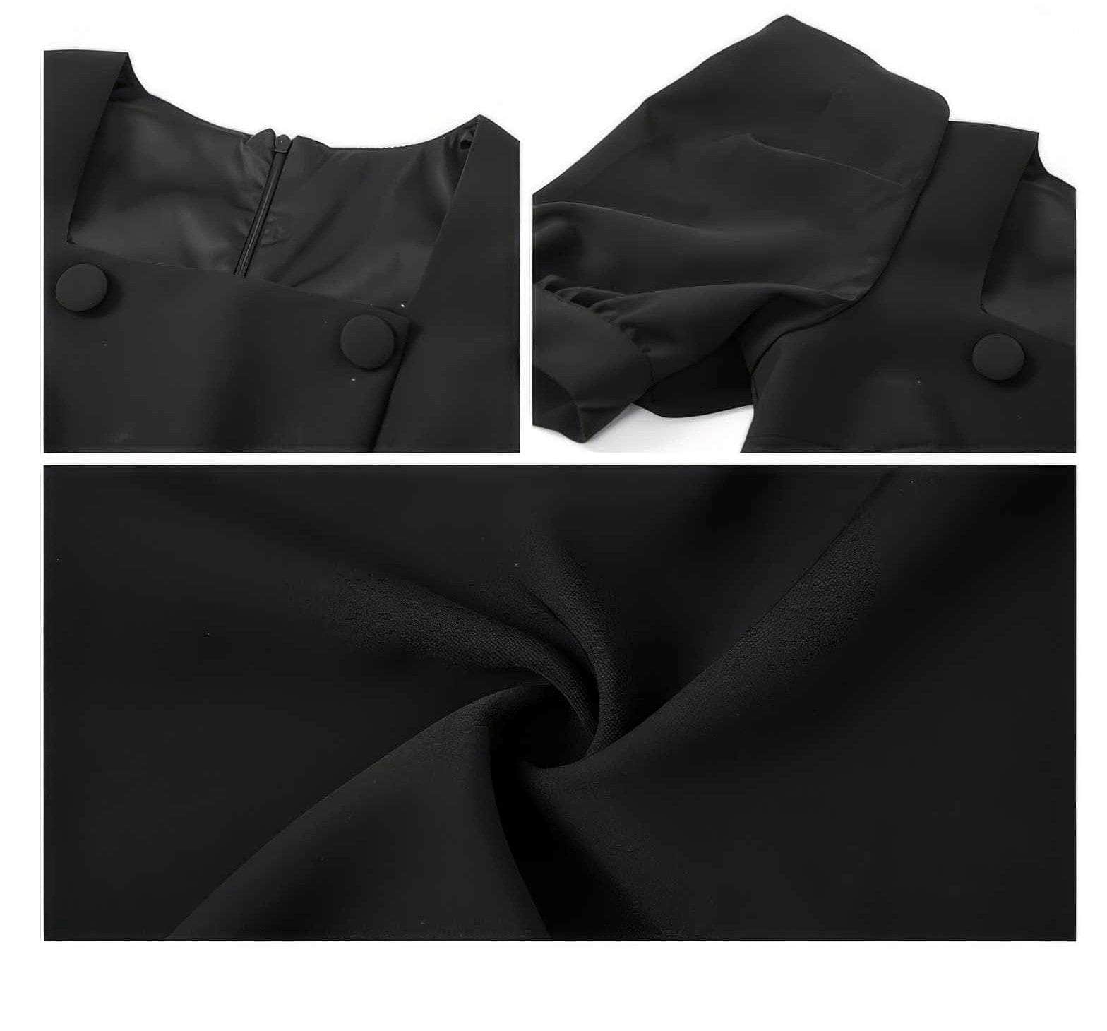 Puff Sleeve Buttoned Double-Breasted Dress