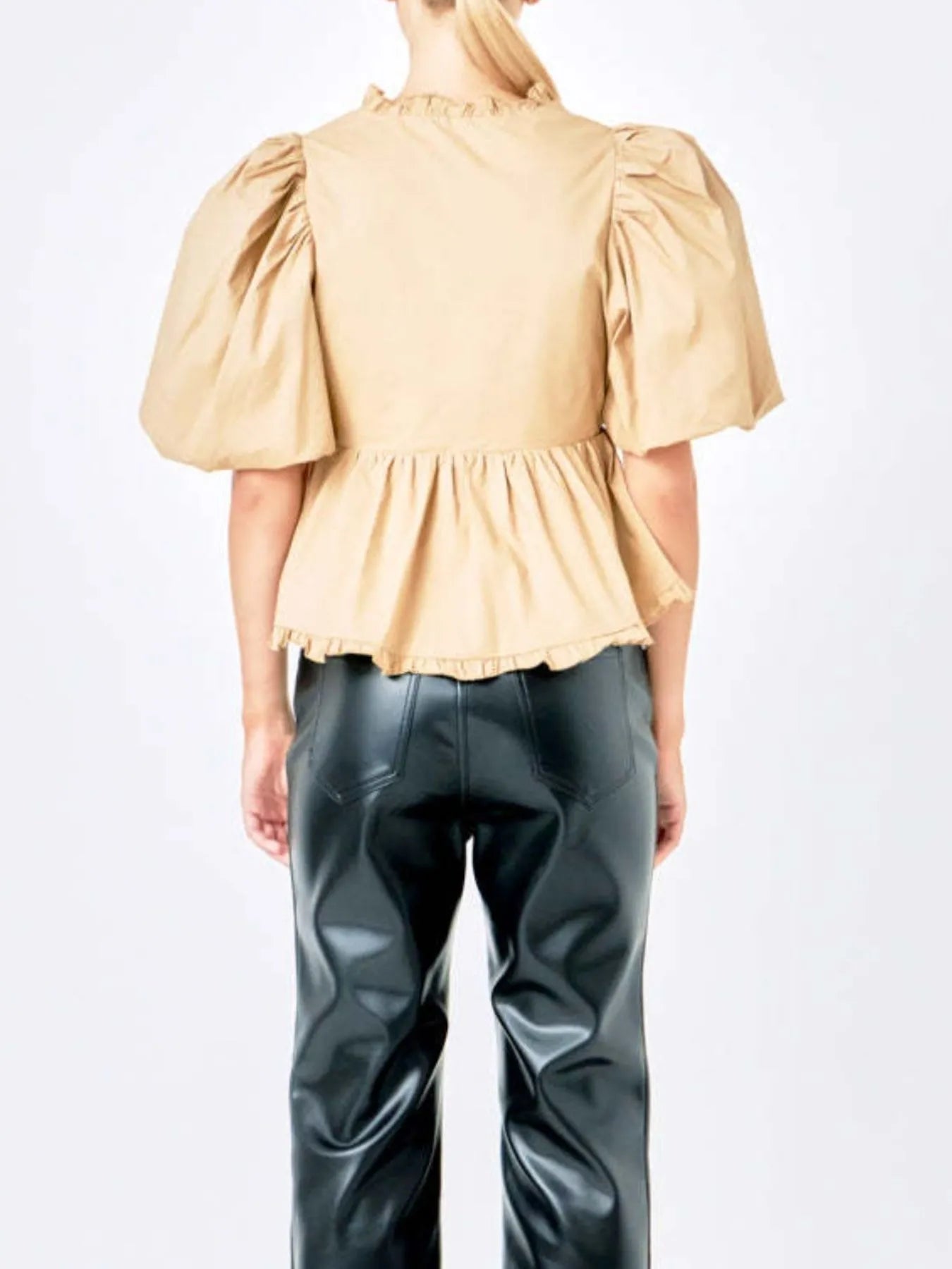Puff Sleeve Peplum Blouse