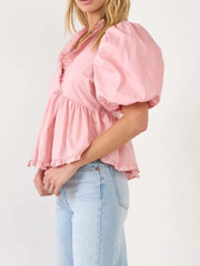 Puff Sleeve Peplum Blouse