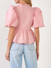 Puff Sleeve Peplum Blouse
