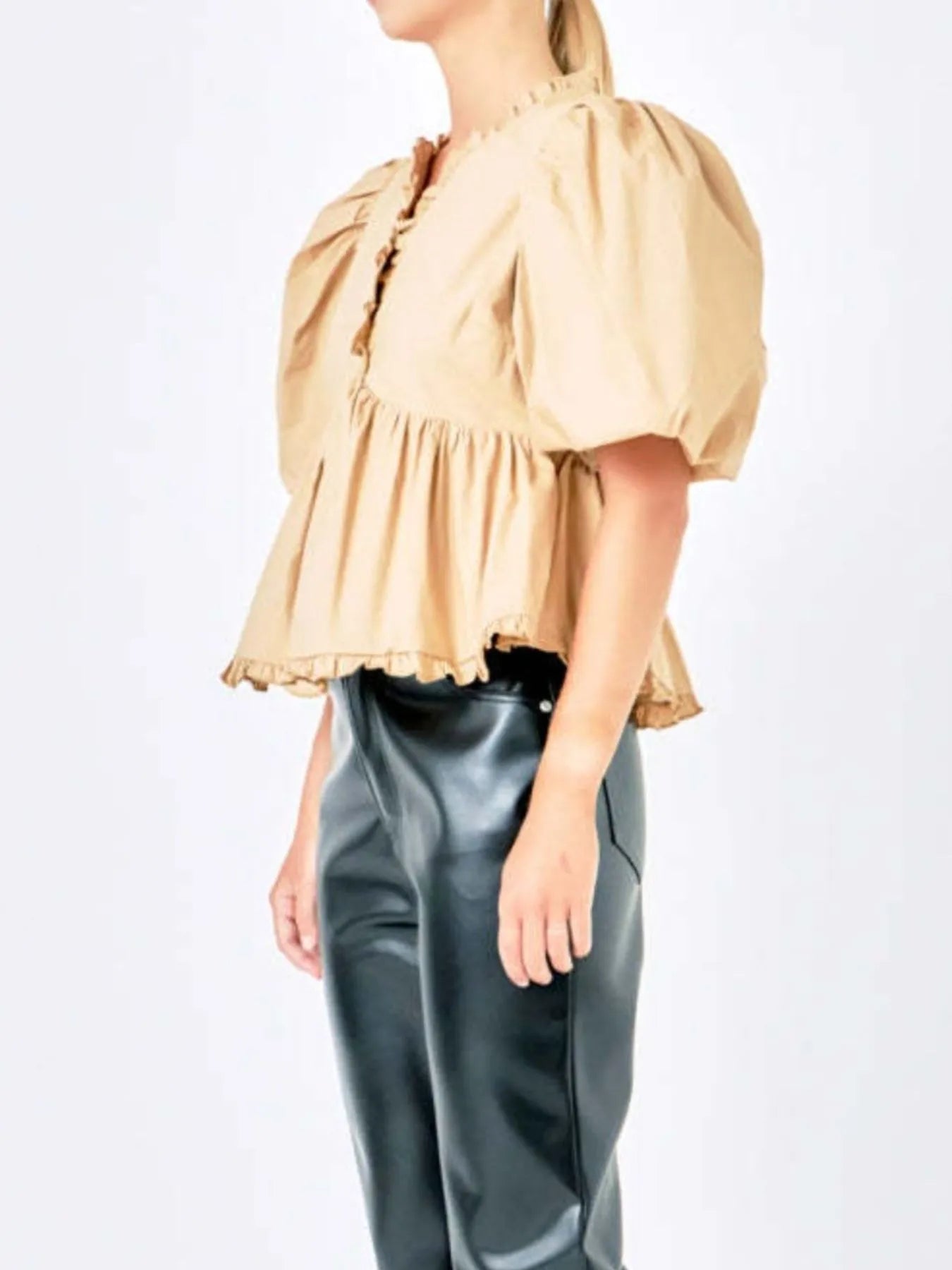 Puff Sleeve Peplum Blouse