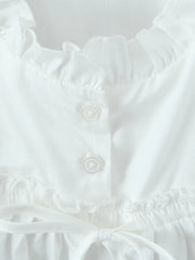 Puff Sleeve Ruffle Crop Blouse