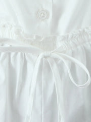 Puff Sleeve Ruffle Crop Blouse