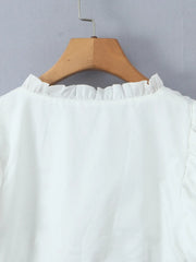 Puff Sleeve Ruffle Crop Blouse