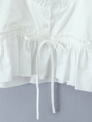 Puff Sleeve Ruffle Crop Blouse