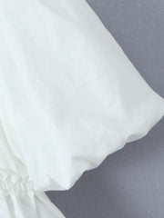 Puff Sleeve Ruffle Crop Blouse