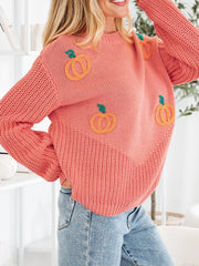 Pumpkin Embroidered Thanksgiving Holiday Sweater