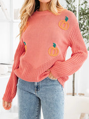 Pumpkin Embroidered Thanksgiving Holiday Sweater
