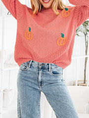 Pumpkin Embroidered Thanksgiving Holiday Sweater