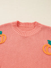 Pumpkin Embroidered Thanksgiving Holiday Sweater