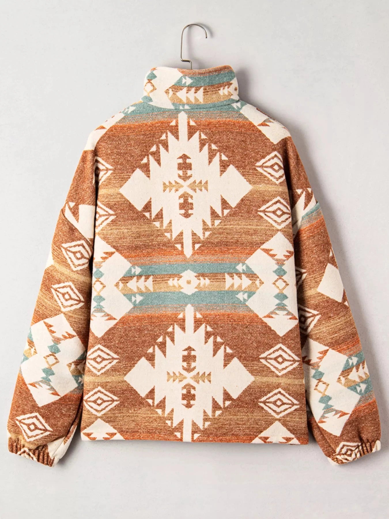 Quarter Zip Elastic Cuffs Aztec Sweatshirt