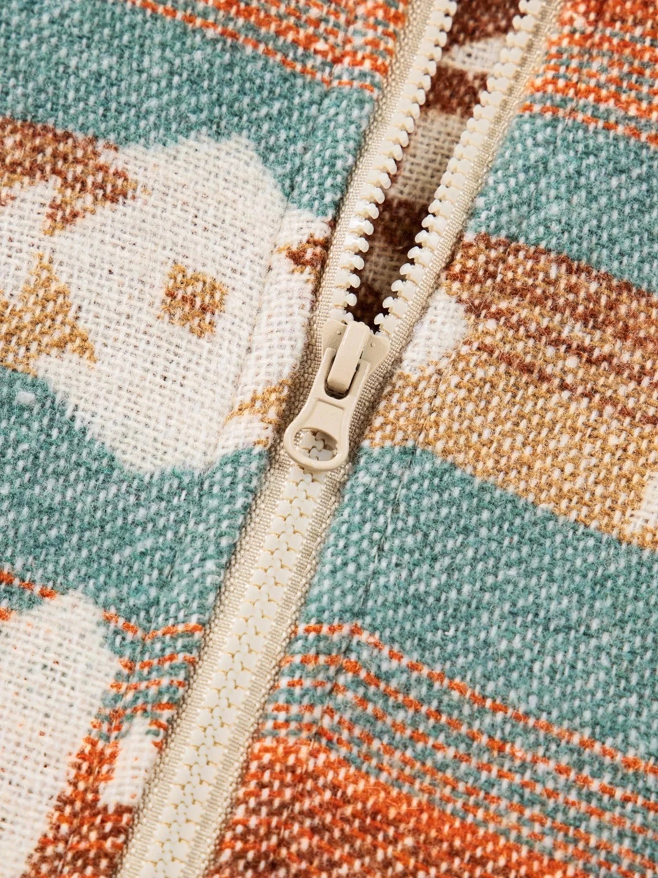 Quarter Zip Elastic Cuffs Aztec Sweatshirt