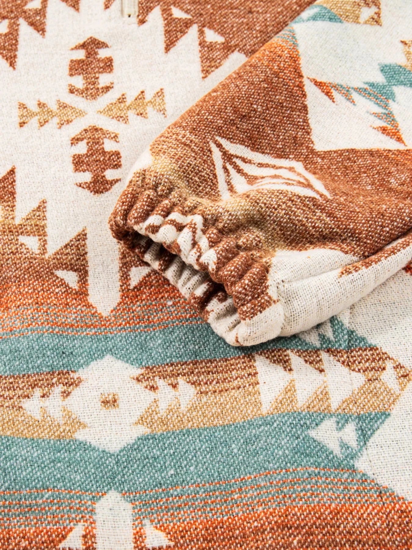 Quarter Zip Elastic Cuffs Aztec Sweatshirt