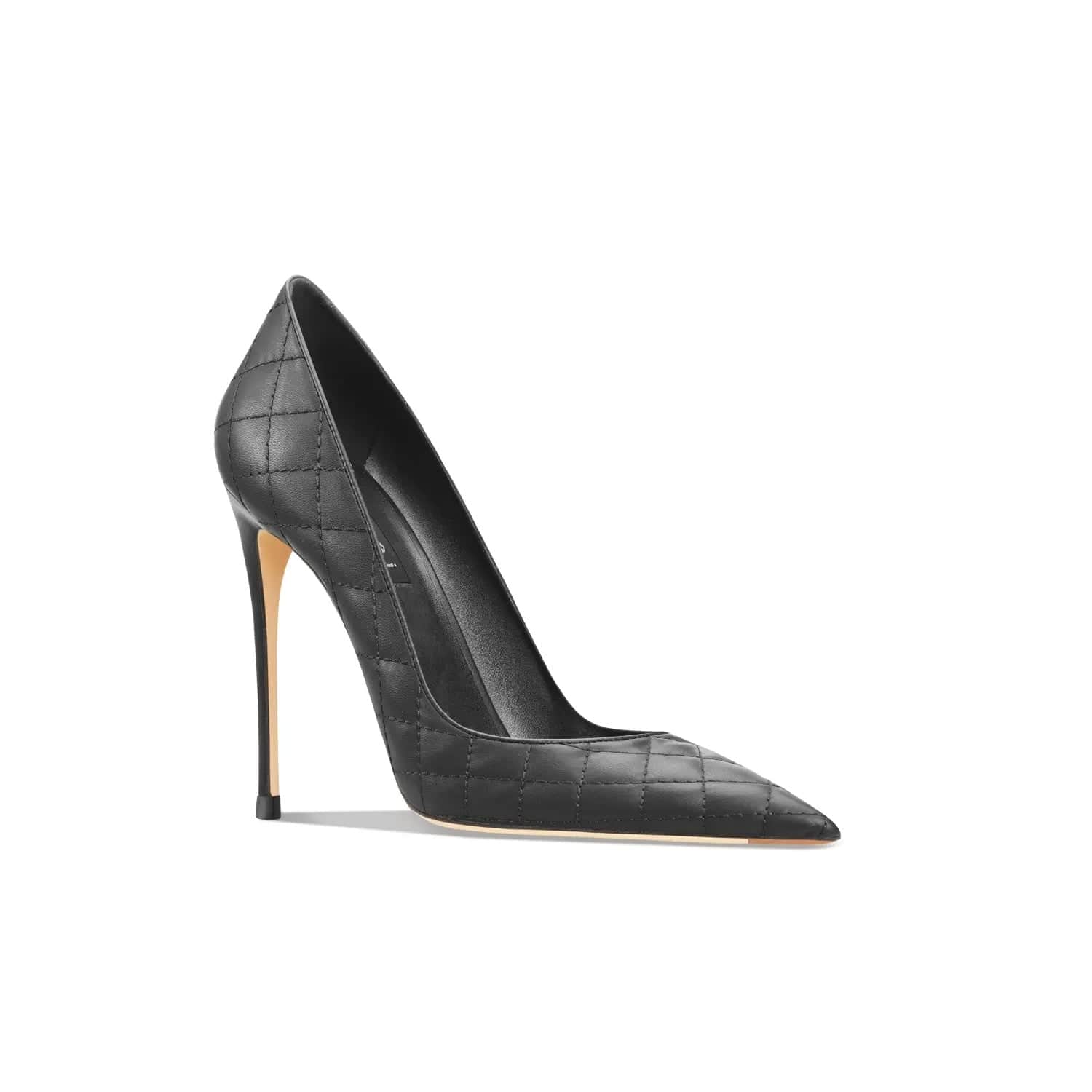 Quilted Leather Pointed Toes Heels EU 33 / Black / 6CM