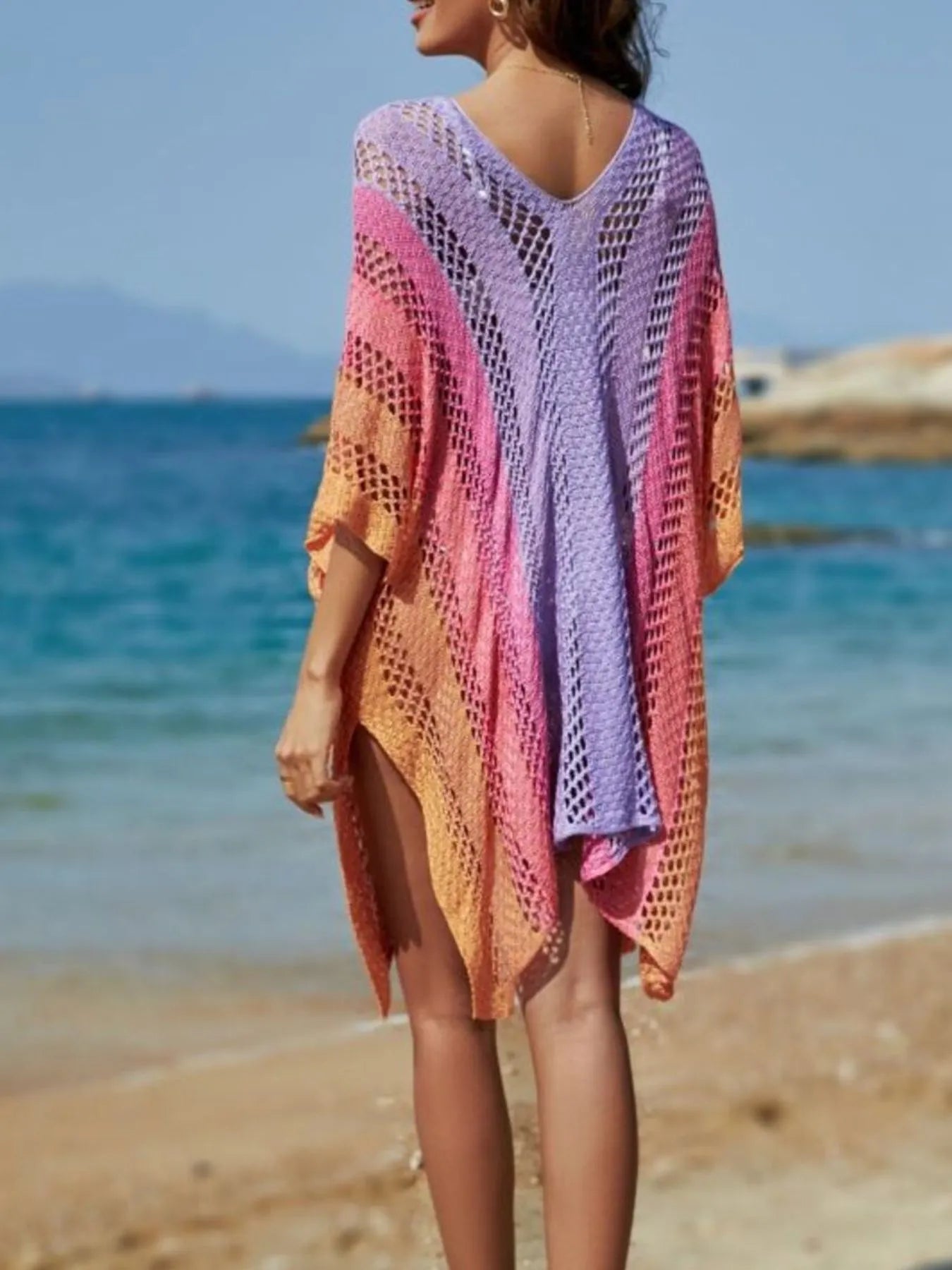 Rainbow Gradient Crochet Cover-Up Multicolor / One Size