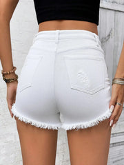 Raw Hem High Waist Denim Shorts