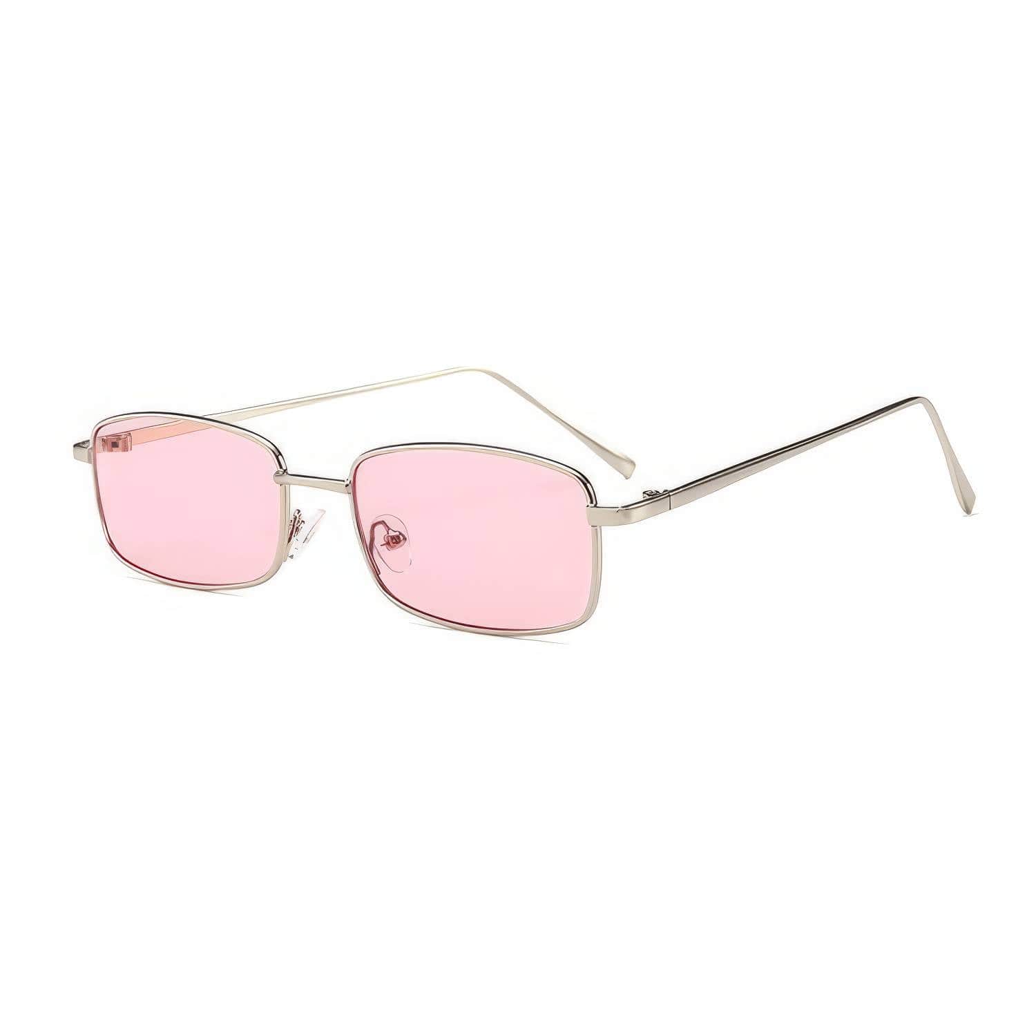 Rectangular Square Retro Gold Frame HipHop Glasses Peach/Gold / Resin