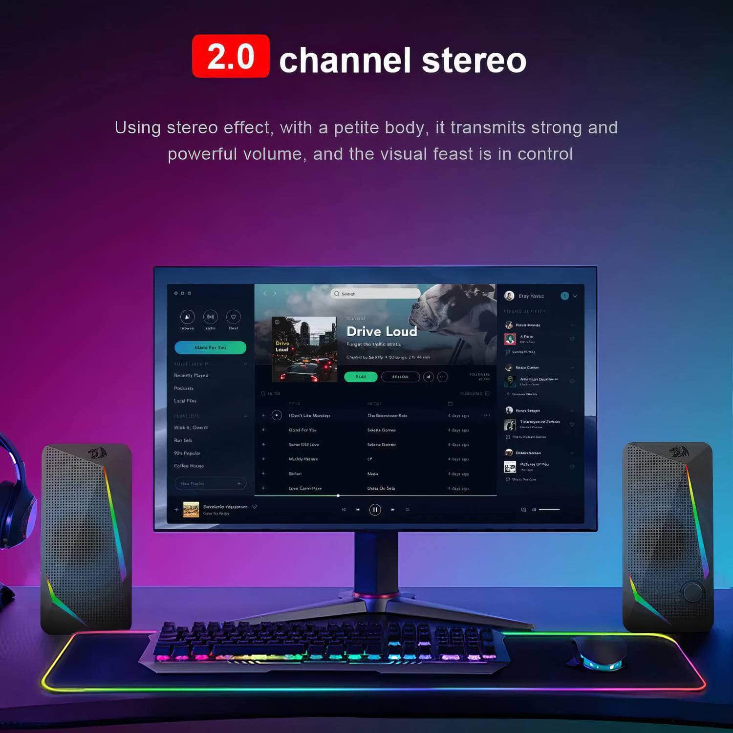 REDRAGON Waltz GS510: PC Gaming Stereo RGB Speakers Black